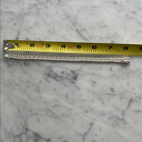 Vintage 1980s Sterling Silver 925 V Shaped Chain Link Statement Bracelet - Picture 6 of 8